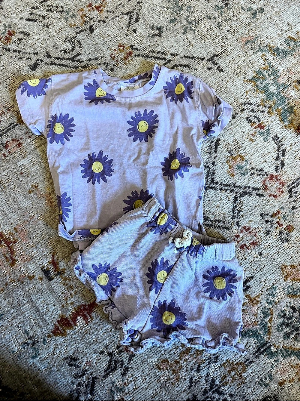 Zara Kids Purple & yellow Floral Matching Set